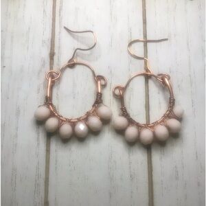 New! Copper and Cream Dangly Statement Earrings. *Handmade*